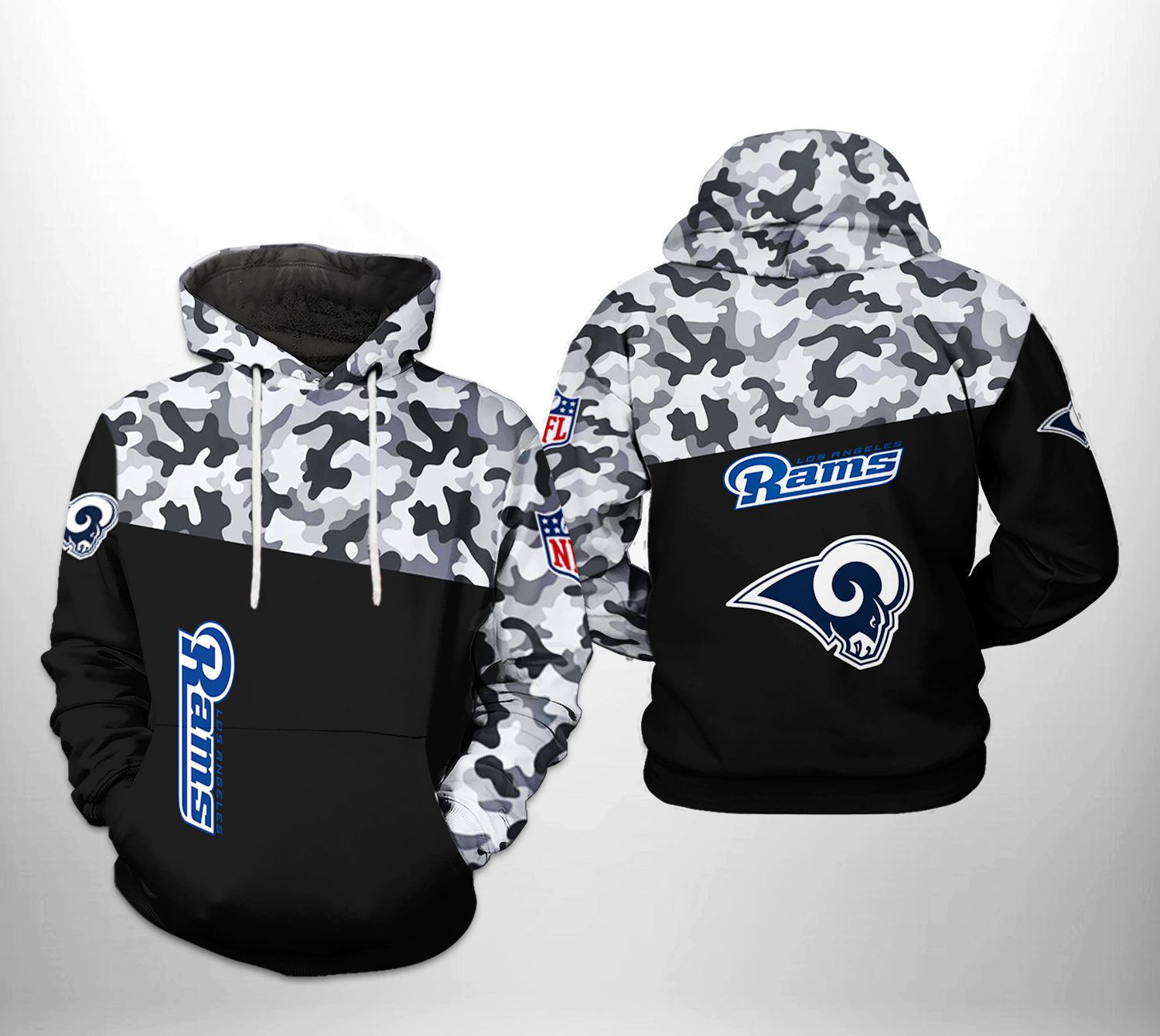 Los Angeles Rams Camo Veteran Team 3D All Over Print Hoodie & Zip Hoodie