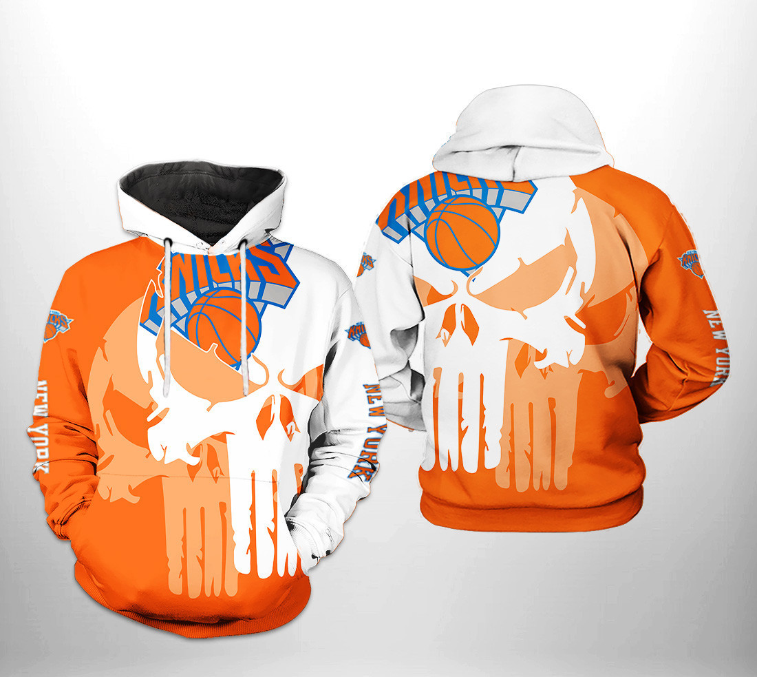 New York Knicks Team Skull 3D All Over Print Hoodie & Zip Hoodie