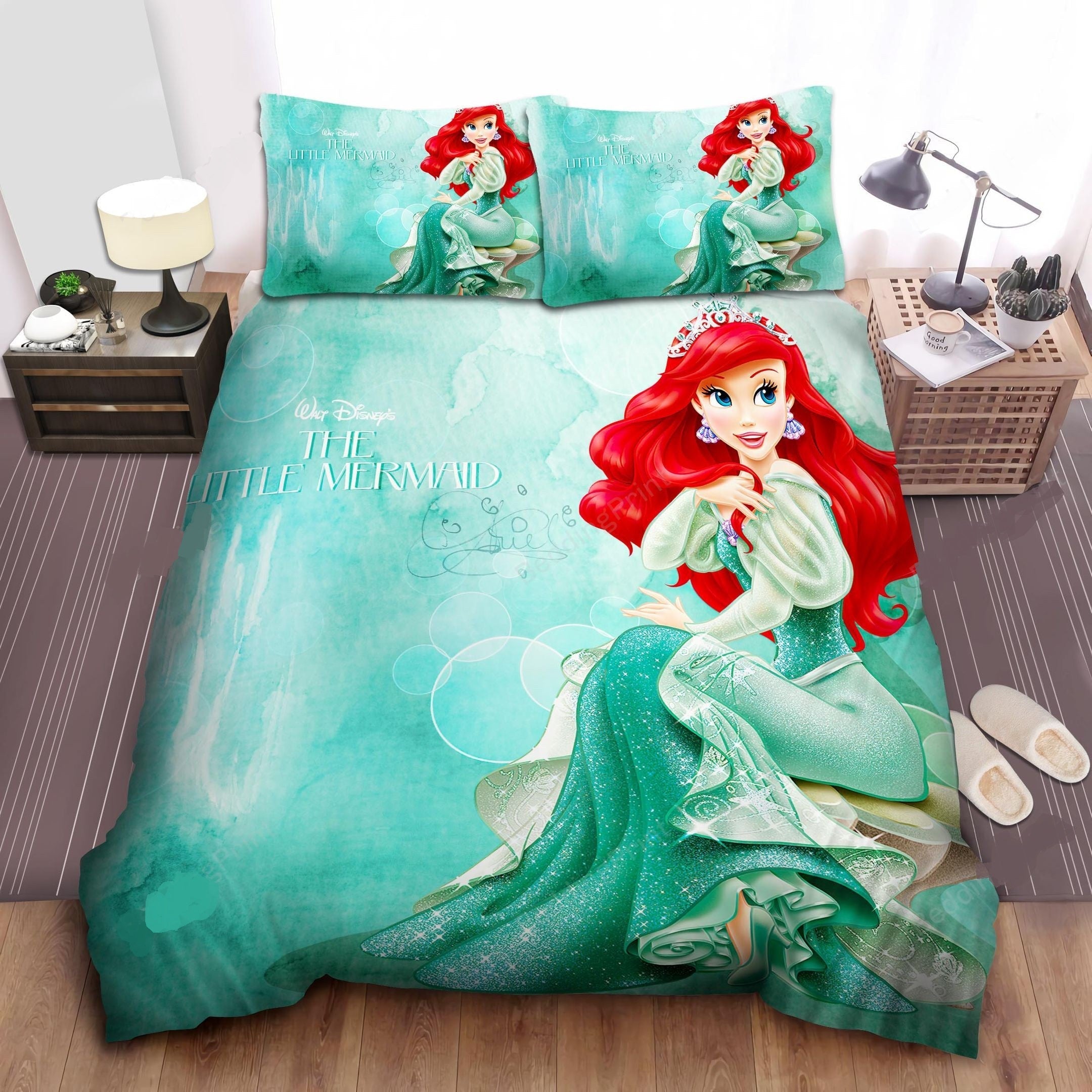 Little Mermaid Bedding Set DN Princess Ariel In Glowing Dress Duvet Covers
