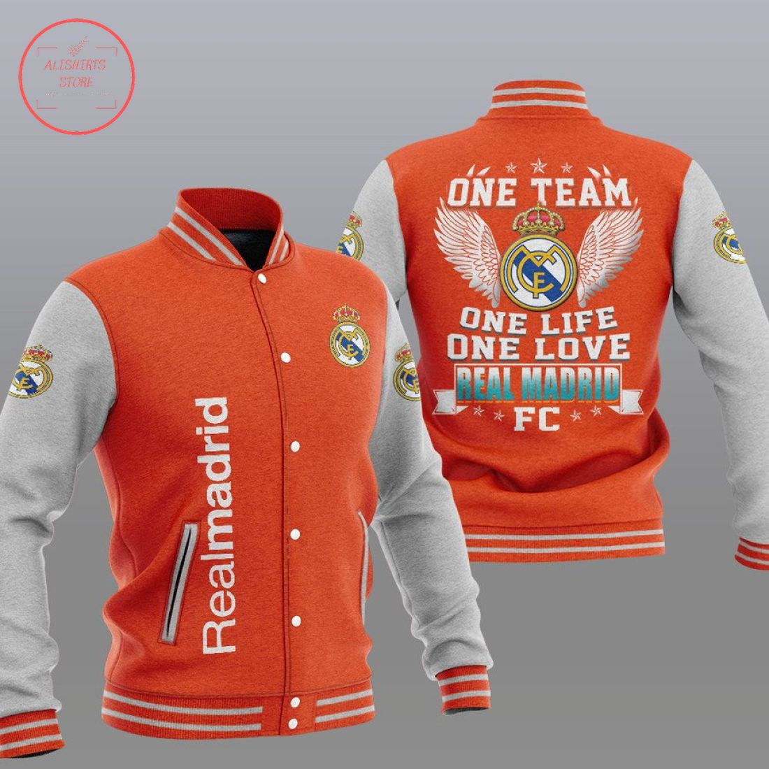 Real Madrid Orange One Team Baseball Jacket