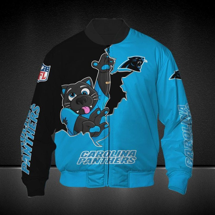 Carolina Panthers Blue Black Bomber Jacket V4