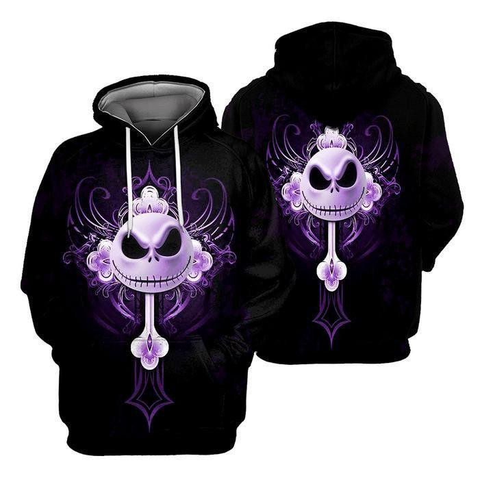 Nightmare Before Christmas, Jack Skellington Purple Floral Ver33 Aop Hoodie