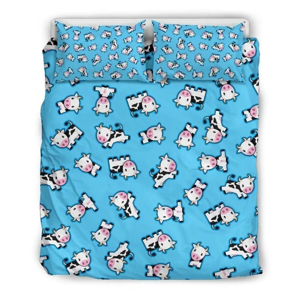 Cow Bedding Set Cute Cartoon Baby Cow Pattern Duvet Covers