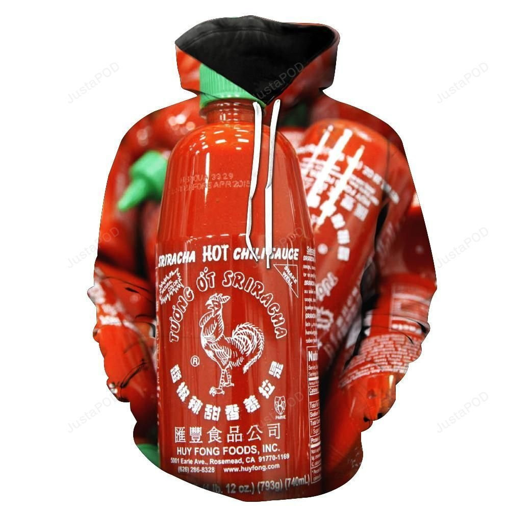 Sriracha Hot Chili Sauce V2 3D All Over Print Hoodie & Zip Hoodie