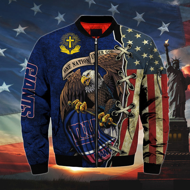 One Nation Under God New York Giants Bomber Jackets