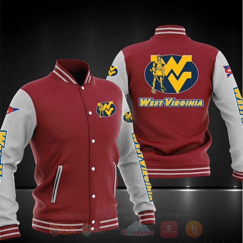 West Virginia Mountaineers Red Grey Baseball Jacket