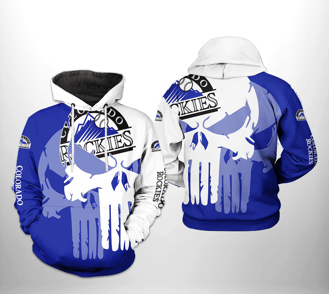 Colorado Rockies MLB Skull 3D All Over Print Hoodie & Zip Hoodie
