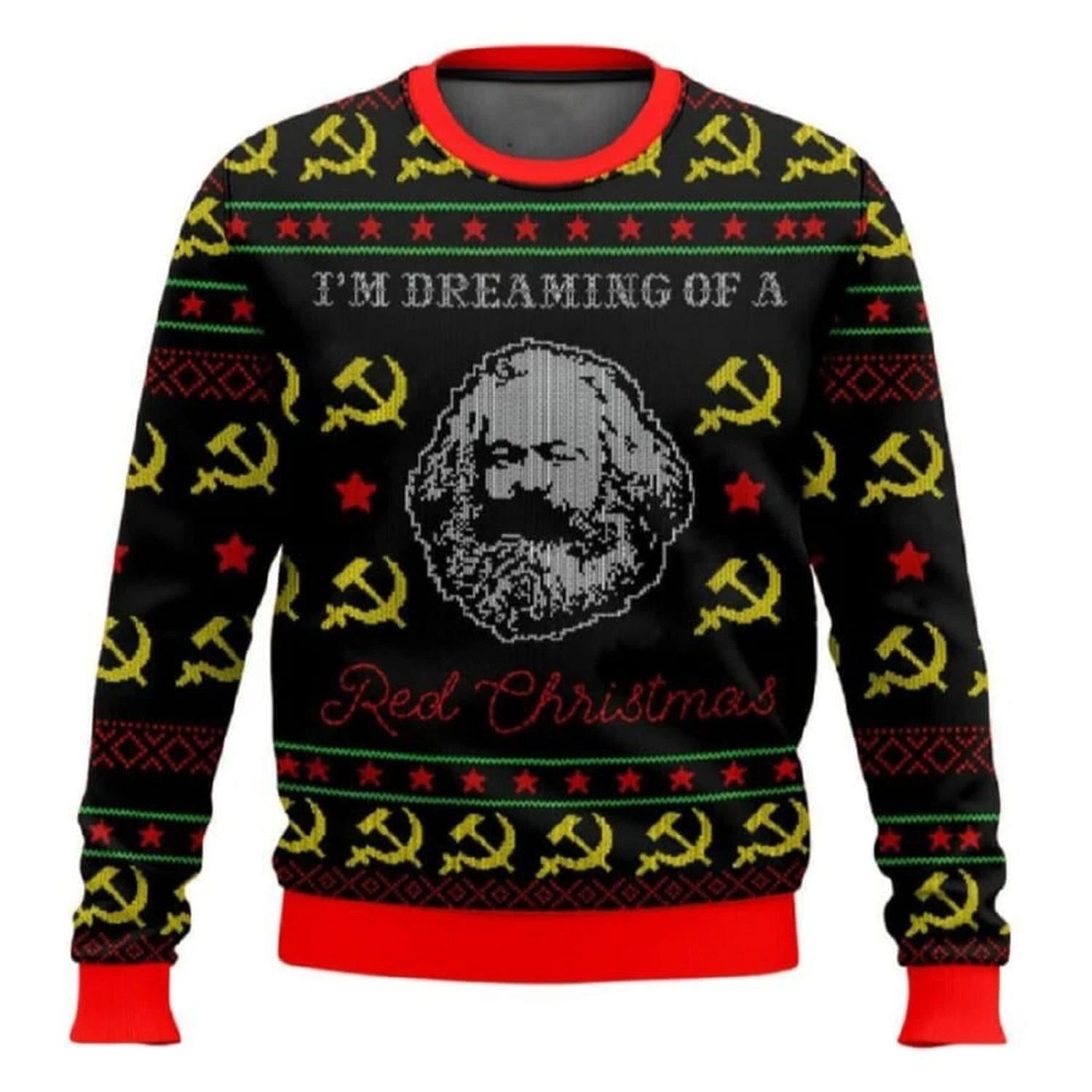 Karl Marx Im Dreaming Of A Red Ugly Christmas Sweater