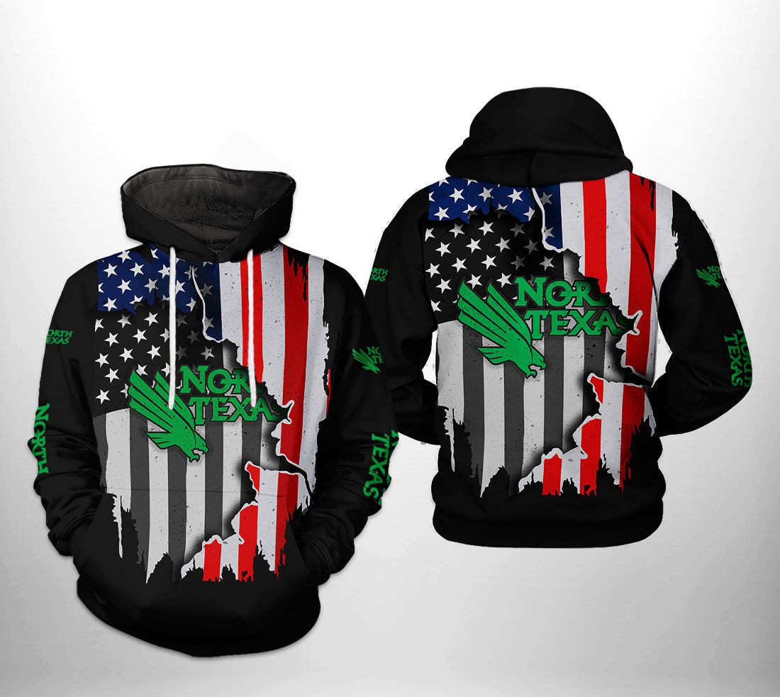 North Texas Mean Green US Flag 3D All Over Print Hoodie & Zip Hoodie