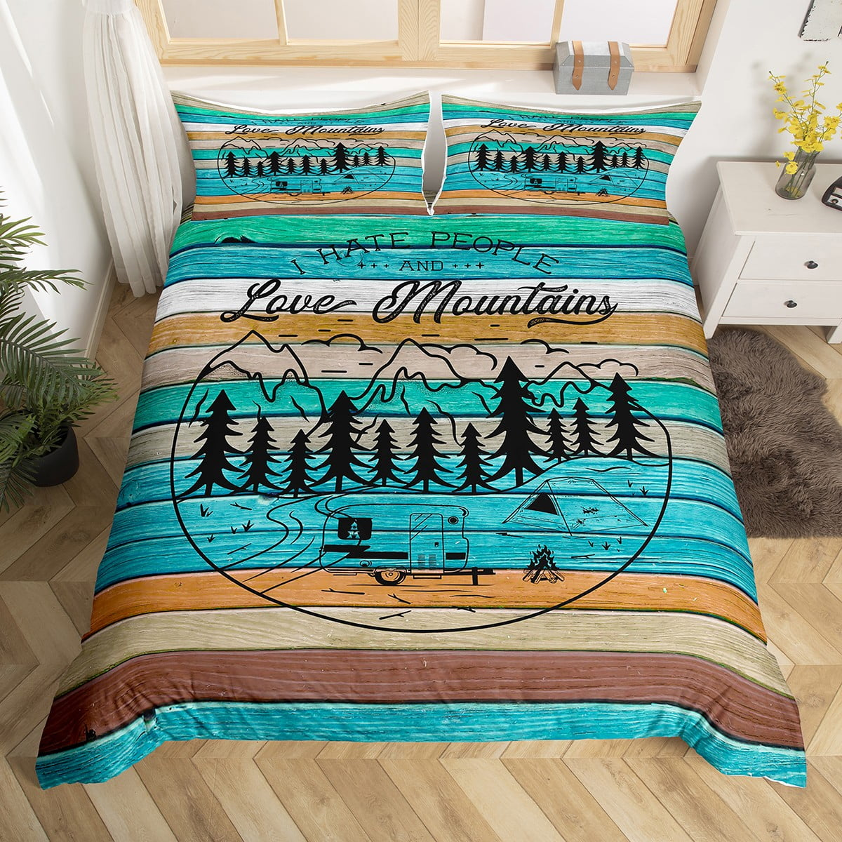 Camping Bedding Set I Hate People And Love Mountain Duvet Covers