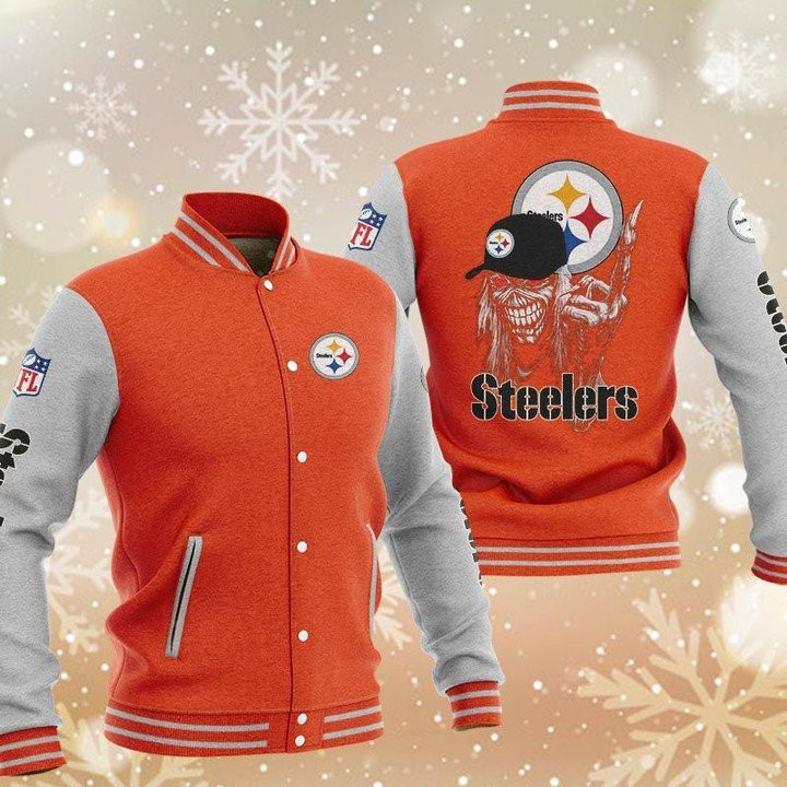 Pittsburgh Steelers Maiden Orange Grey Baseball Jacket