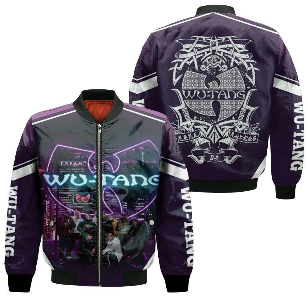 Wutang Clan Cream Led Light Logo Sky View Legend Hip Hop Bomber Jacket