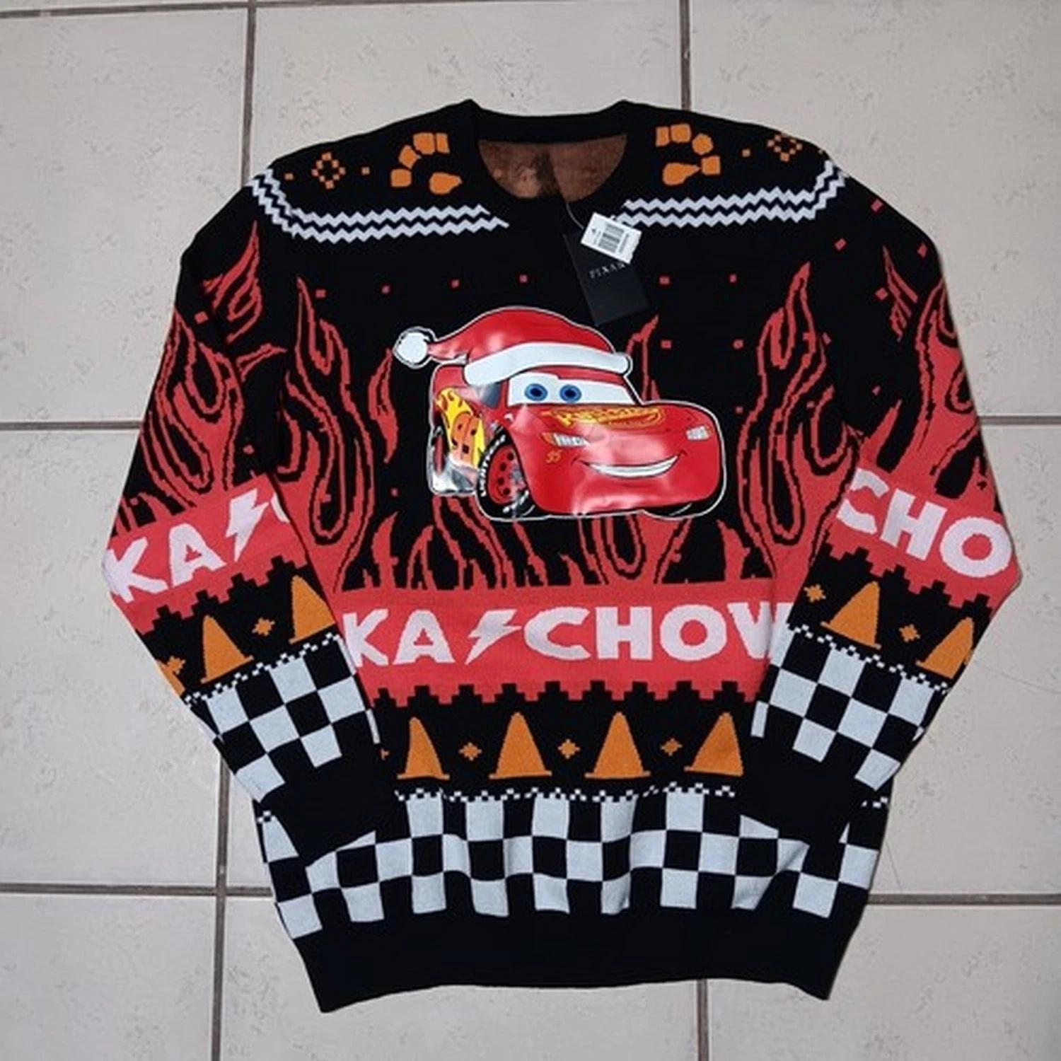 Pixar XXL 2XL Cars Lightning McQueen Ugly Christmas Sweater