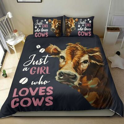 Cow Bedding Set Just A Girl Who Loves Cows Duvet Covers Black