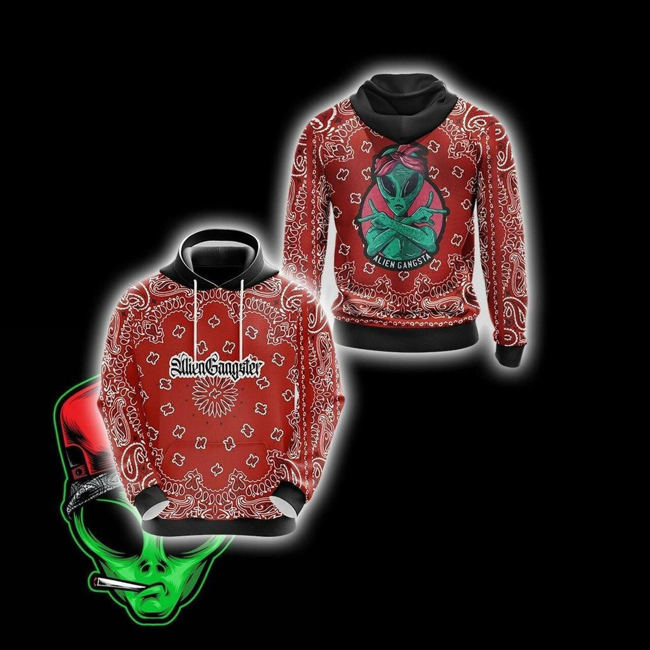 Alien Gangsta Unisex 3D All Over Print Hoodie & Zip Hoodie