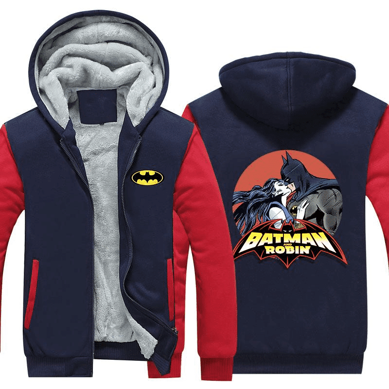 Batman And Robin Hot Kiss Love Dc Comics 1k239   Cartoon Graphic Outfits Aop Fleece Jacket