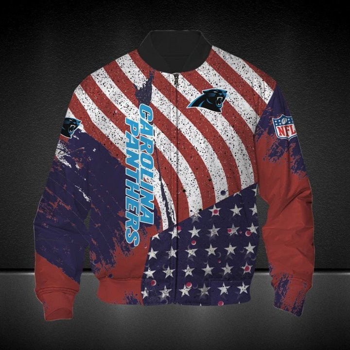 Carolina Panthers American Flag Bomber Jacket