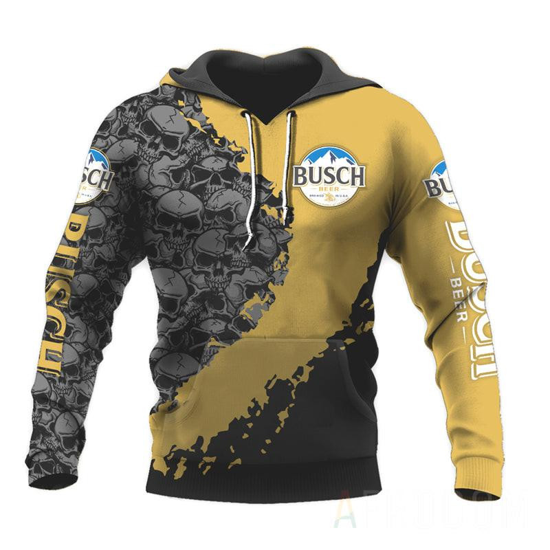 Skull Busch Beer Pullover And Zip Hoodie, Gift For Fan 3d All Over Print Shirt Hoodie