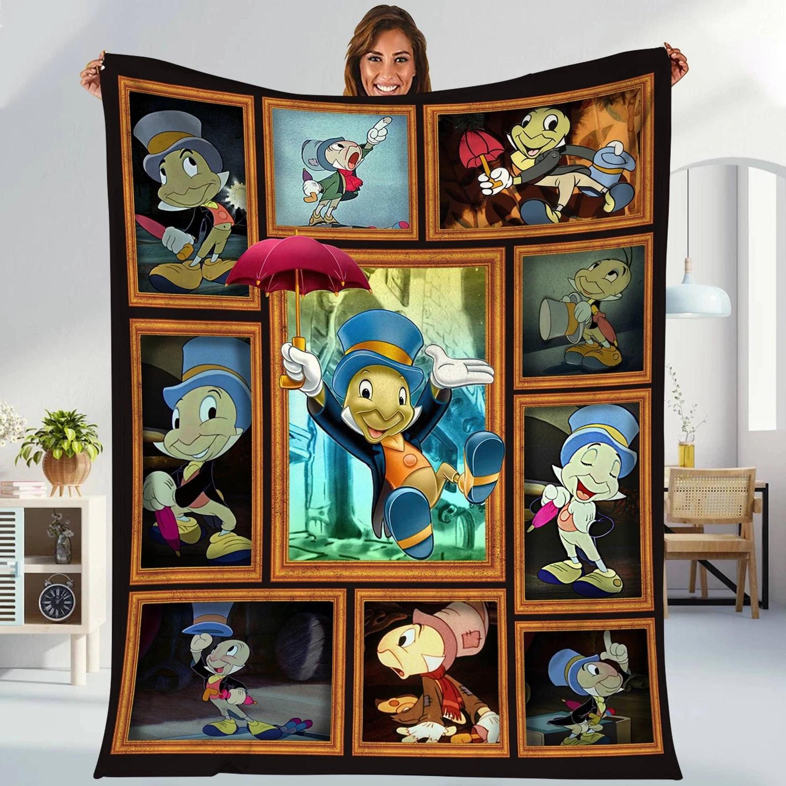 Pinocchio Blanket Figaro Jiminy Cricket Pinocchio Fleece Sherpa Blanket