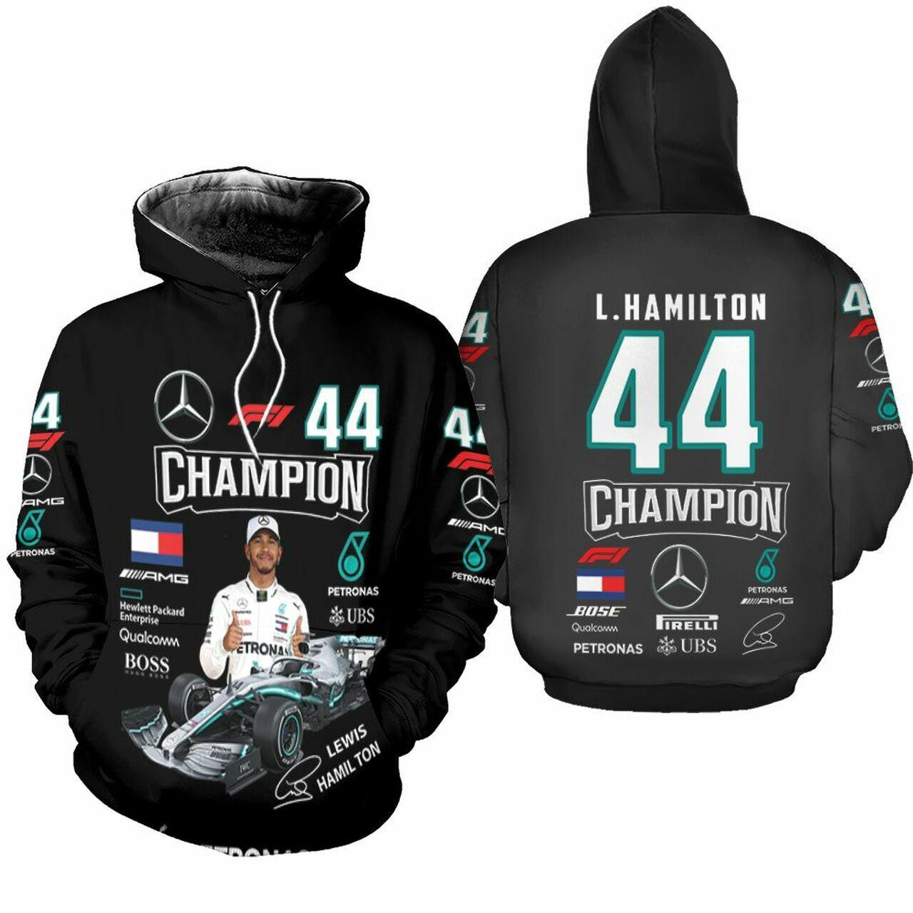 Formula 1 Lewis Hamilton Champion Mercedes All Over Print Hoodie 1270
