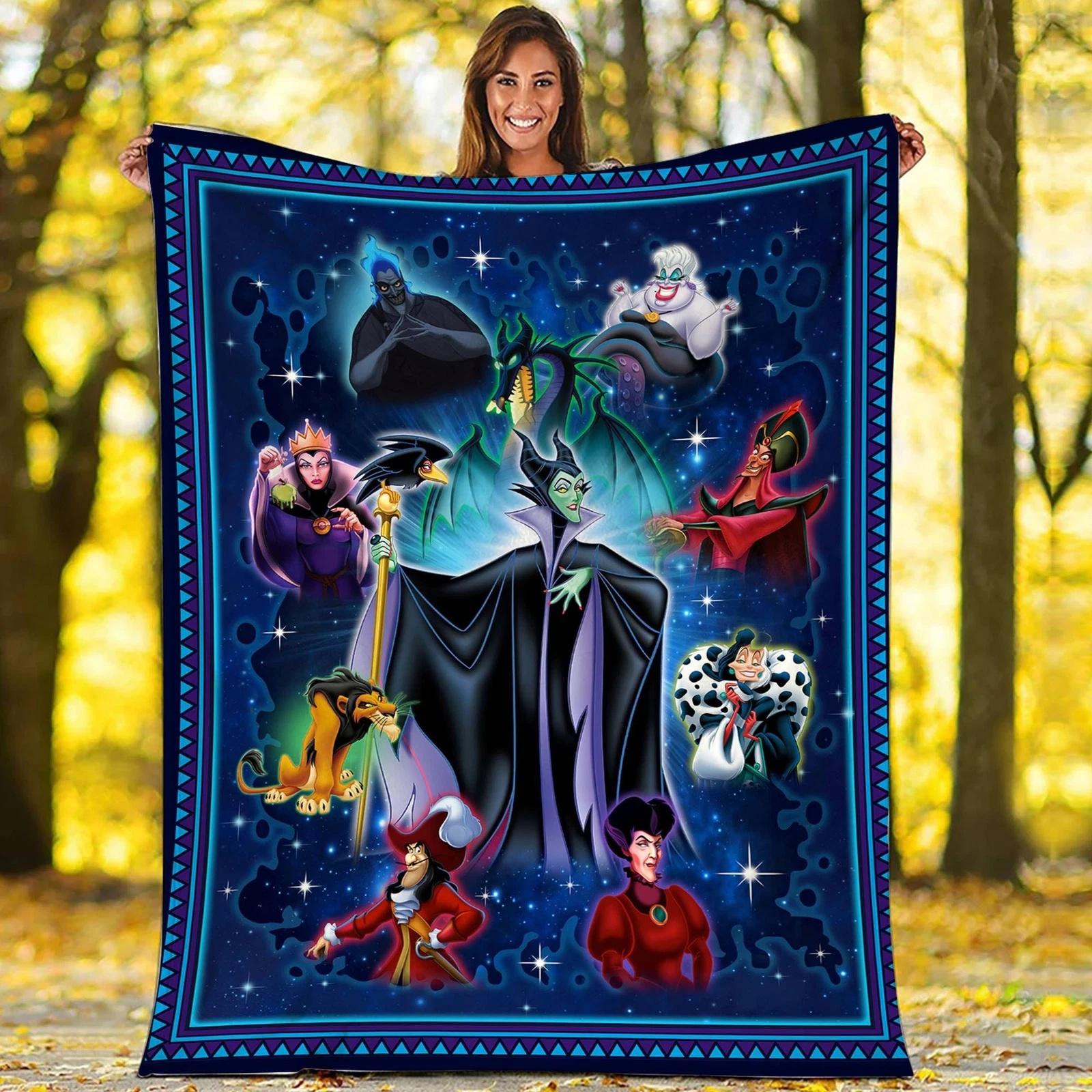 Villains Fleece Blanket Dr Facilier Evil Queen Malecifent Cruella De Vil Fleece Sherpa Blanket