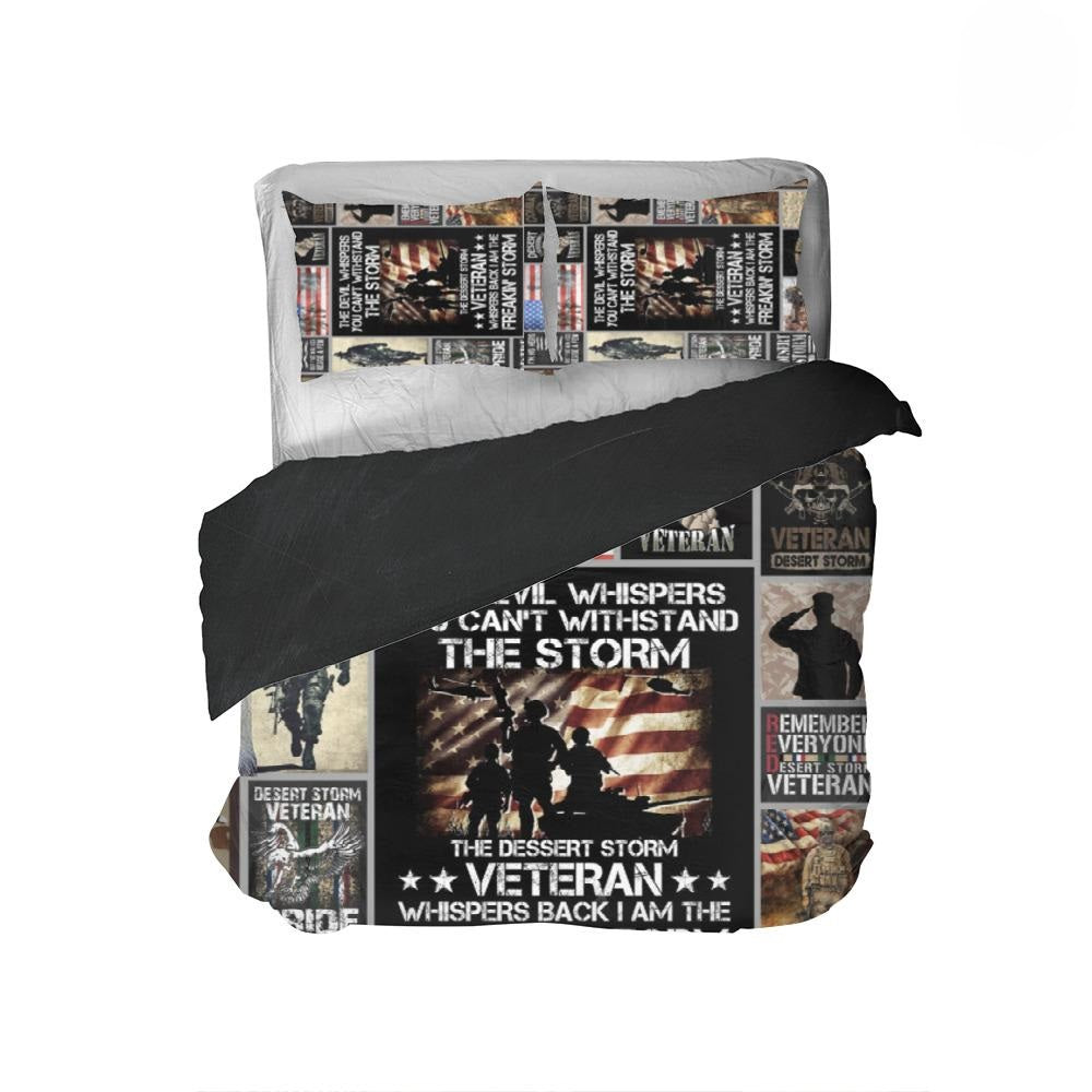 Veteran Bedding Set The Devil Whispered You Can't Withstand The Storm Duvet Covers Black