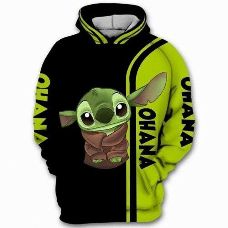 Baby Yoda Stitch Lilo And Stitch Cute Lover Xvii 3d Hoodie Zip Hoodie