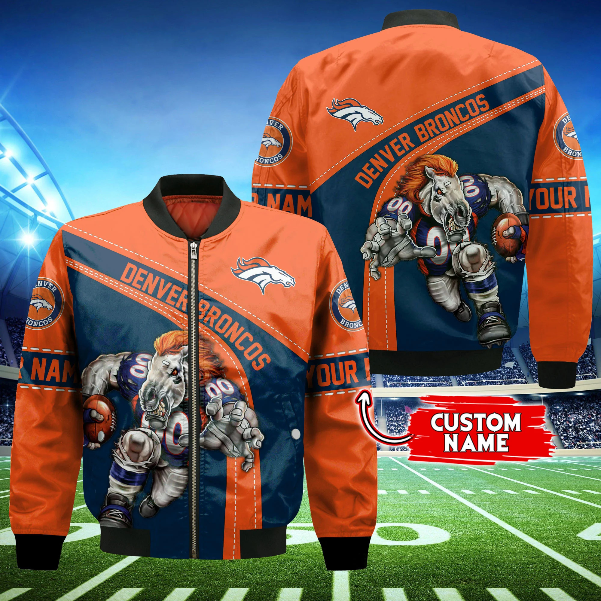 Denver Broncos Personalized Thick Bomber Jacket CS117