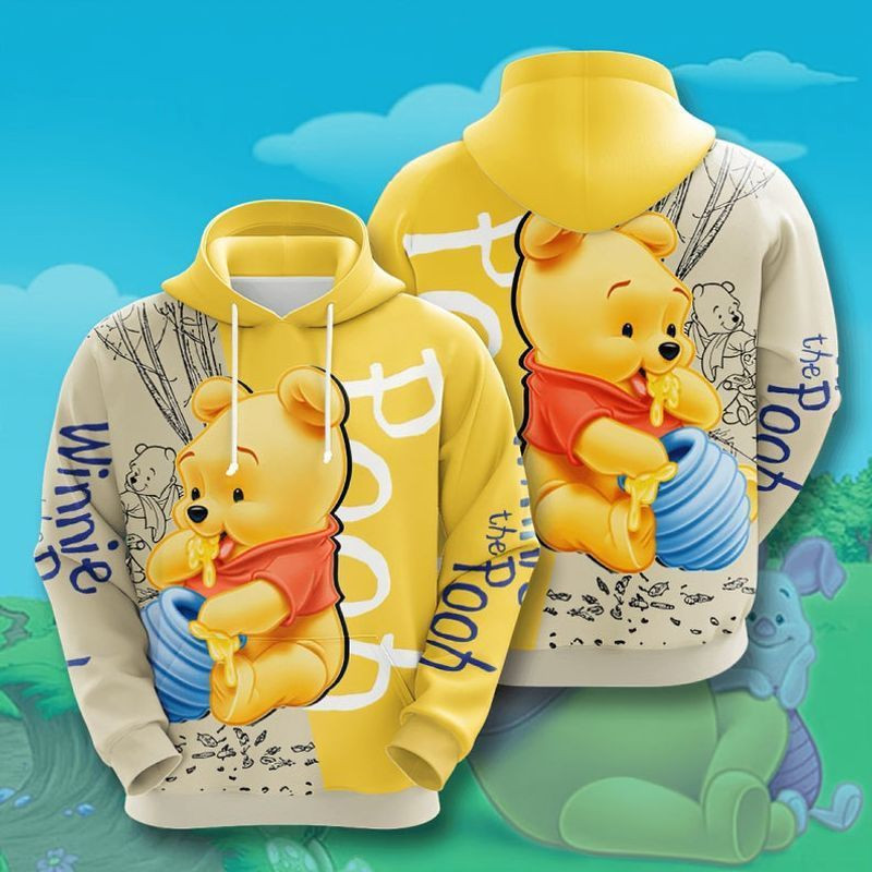 Pooh Bear Winnie The Pooh Limited Edition Over Print 3d Hoodie Zip Hoodie