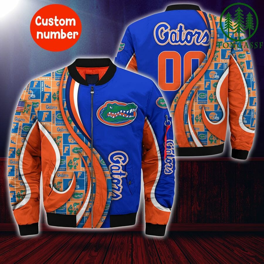 Florida Gators Custom Number Blue Orange Bomber Jacket
