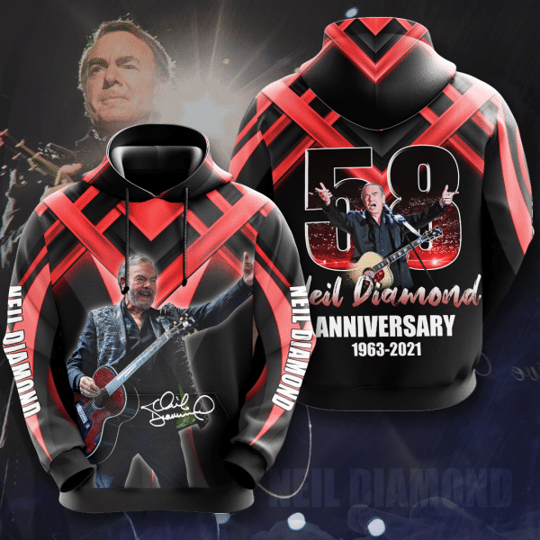 Neil Diamond 58 Anniversary 1985 2021 Signature Design Gift For Fan Custom 3d Hoodie All Over Printed Hoodie