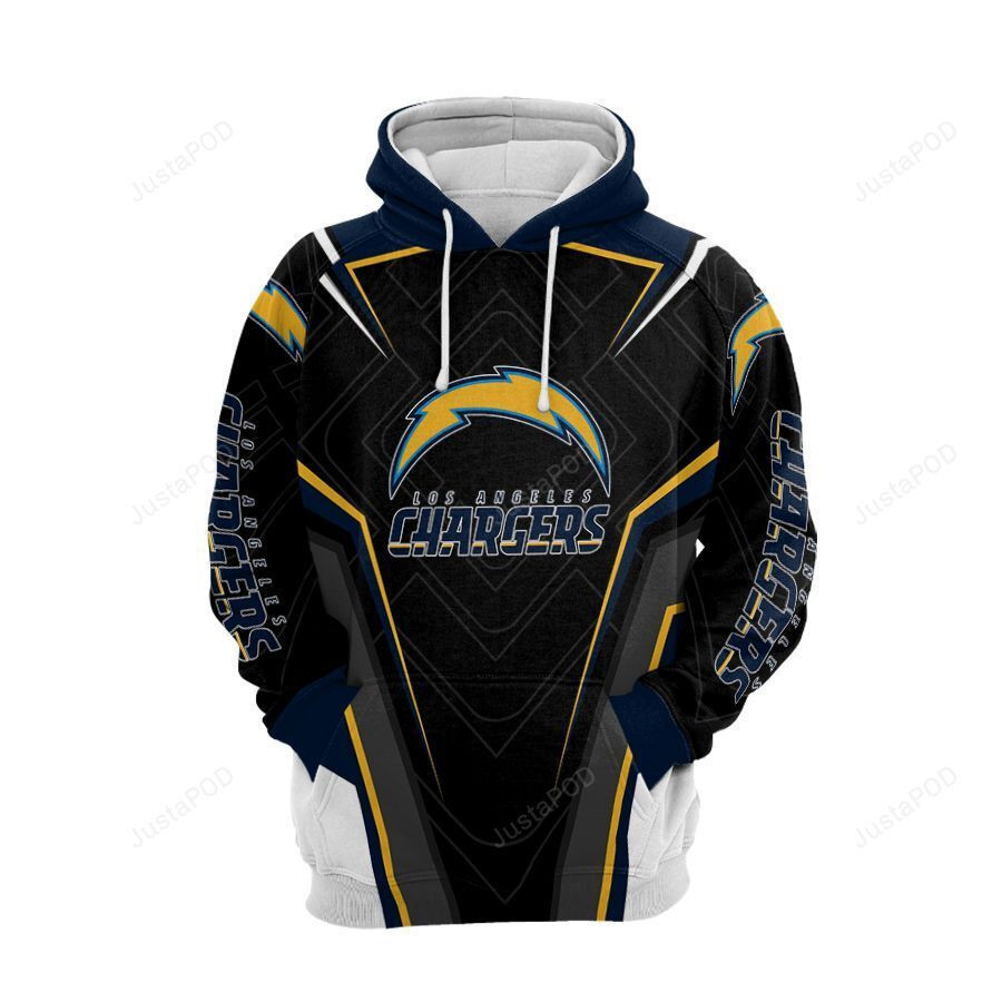 Los Angeles Chargers Football Balls Black Blue 3D All Over Print Hoodie & Zip Hoodie