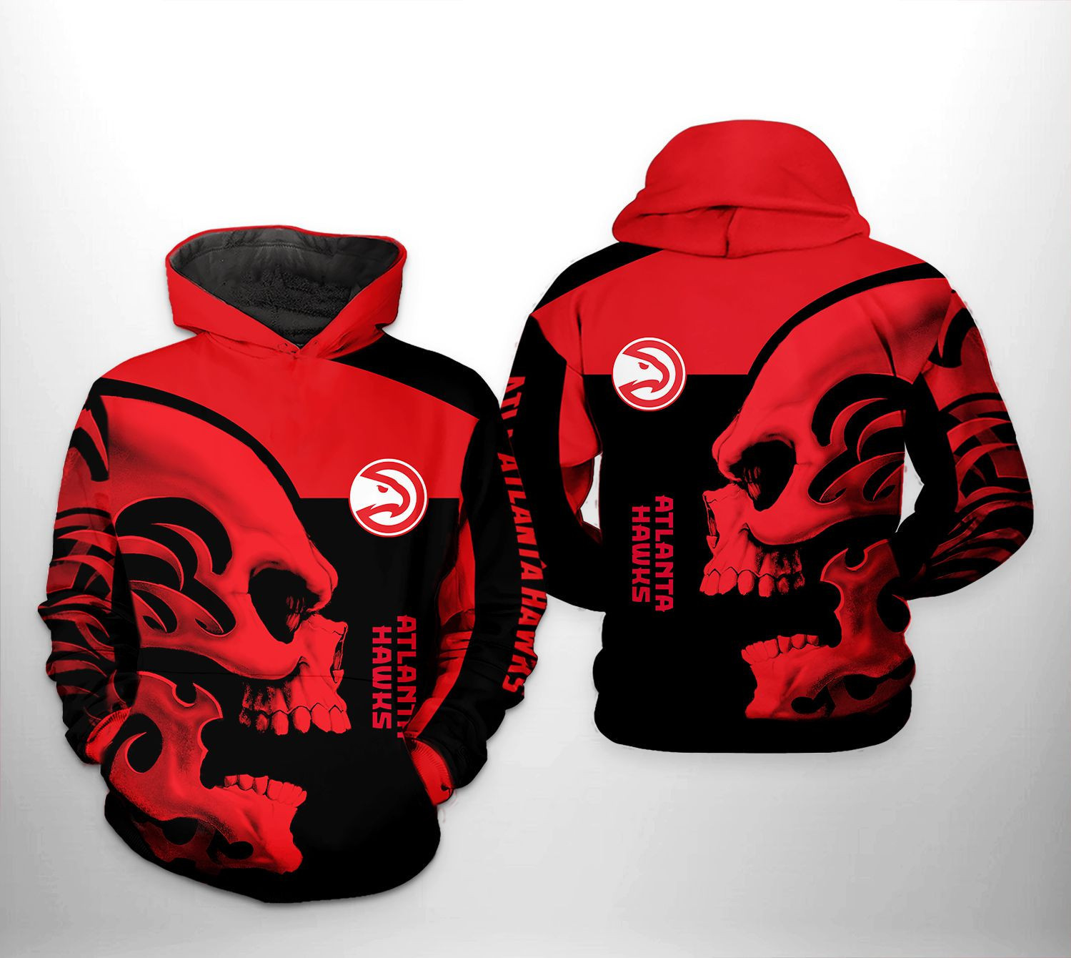 Atlanta Hawks Skull Team 3D All Over Print Hoodie & Zip Hoodie