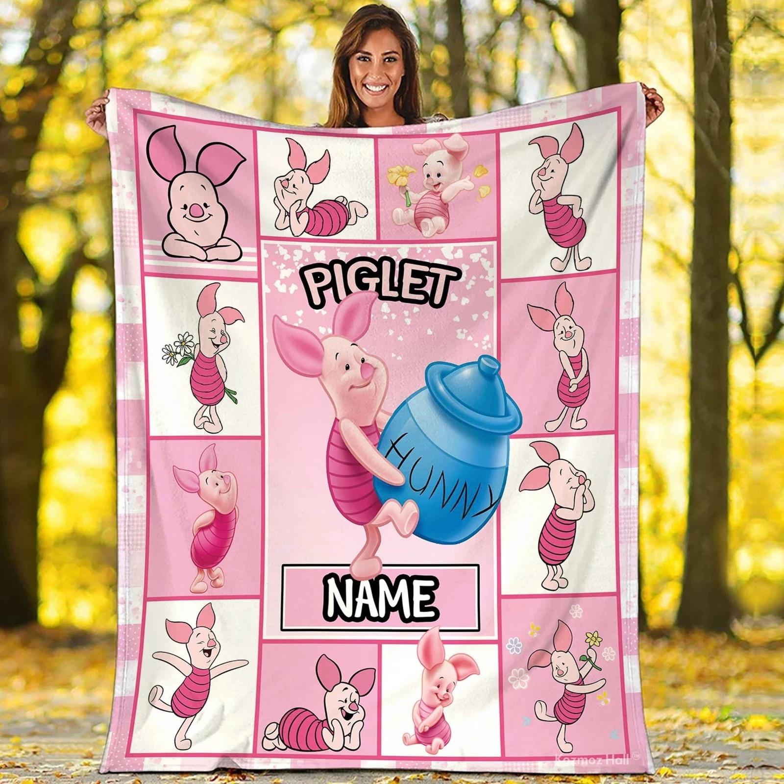 Personalized Piglet Blanket Winnie Pooh Piglet Fleece Sherpa Blanket