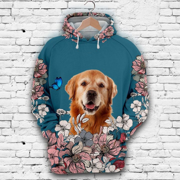 Labrador Retriever And Flower 3D All Over Print Hoodie & Zip Hoodie