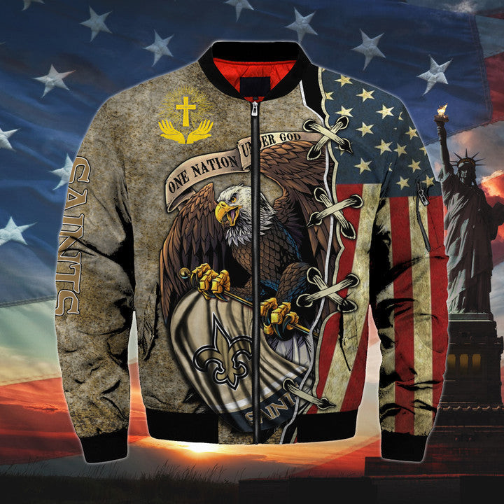 One Nation Under God New Orleans Saints Bomber Jackets