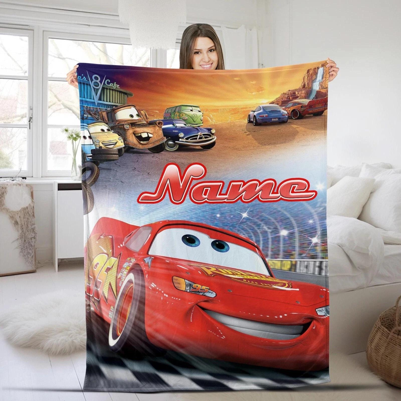 Personalized Name Blanket Lighting McQueen Fleece Sherpa Blanket