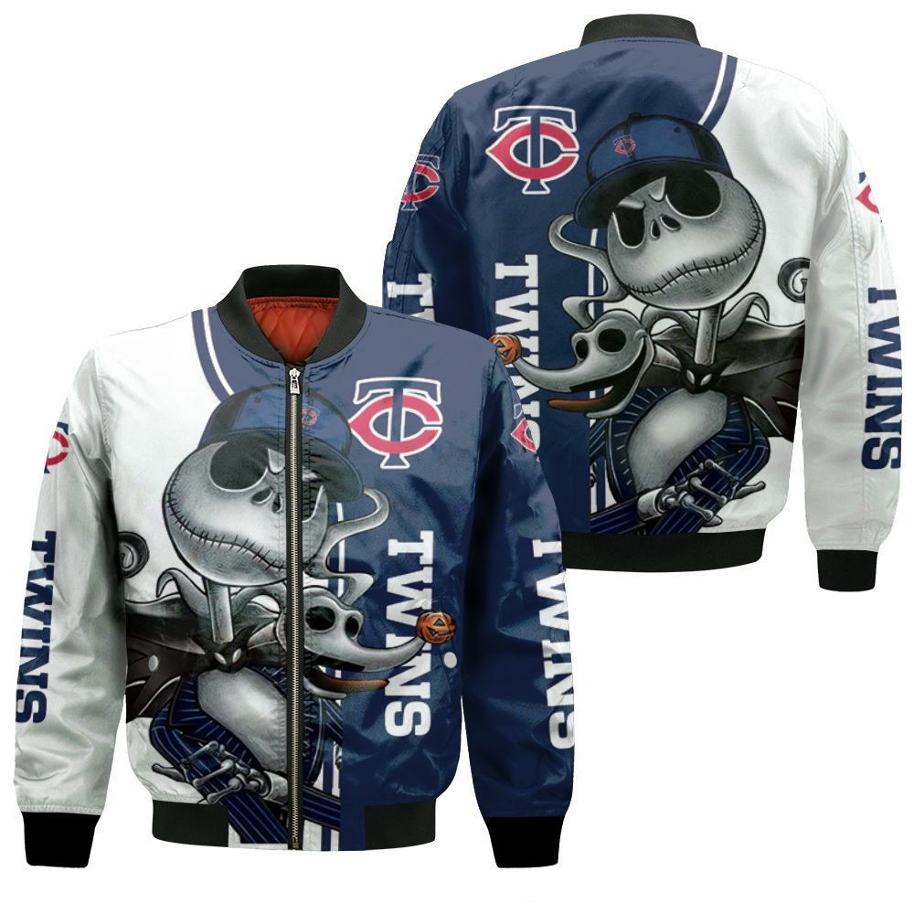 Minnesota Twins Jack Skellington And Zero Bomber Jacket