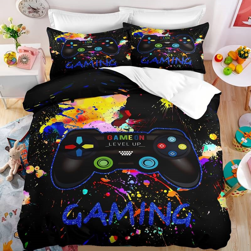 Game Bedding Set Game On Level Up Splashing Duvet Covers