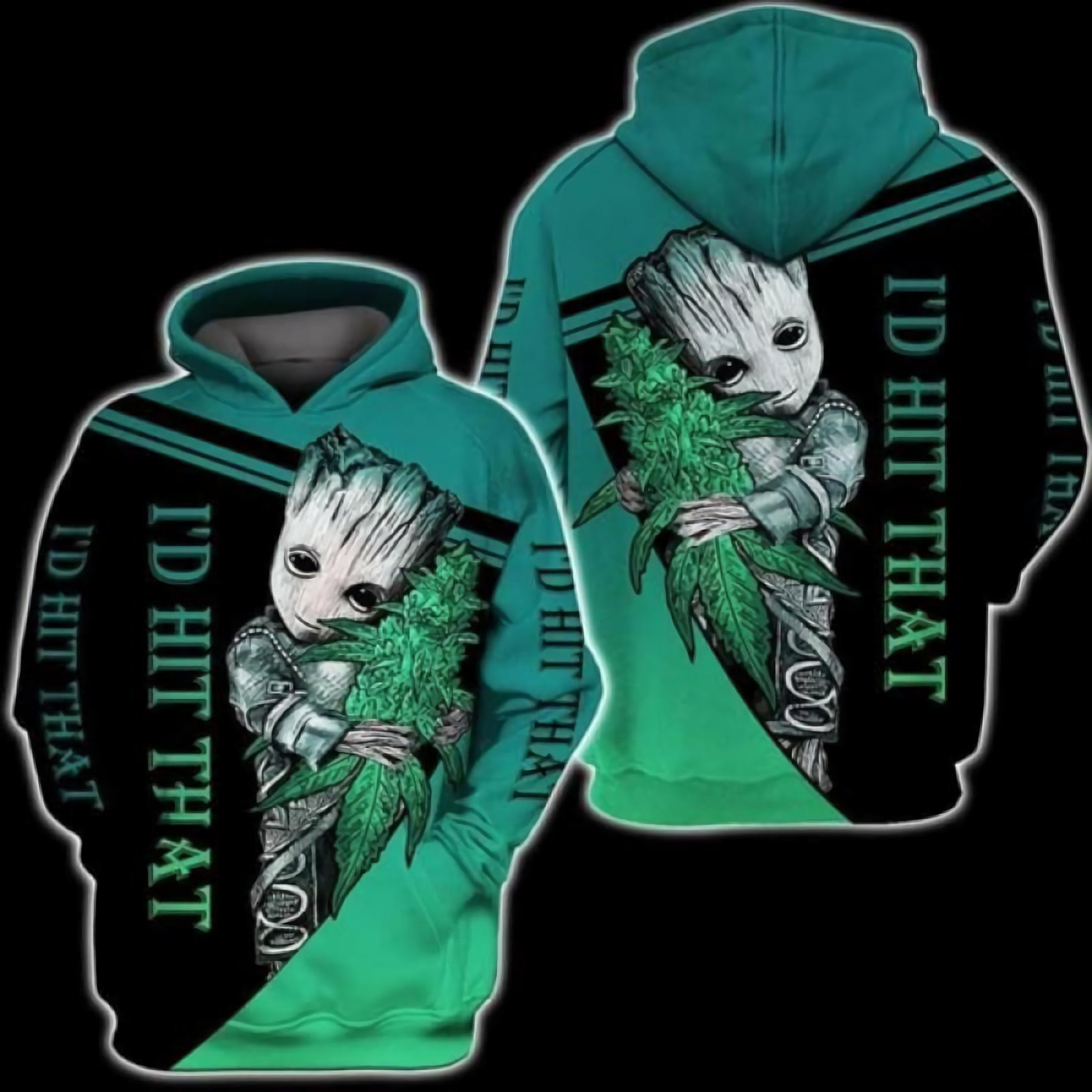Baby Groot Marvel Comics, Groot Weed I’d Hit That All Over Print Hoodie