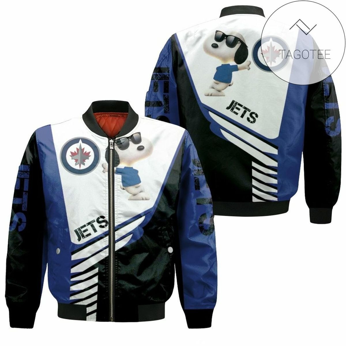 Winnipeg Jets White Navy Blue Snoopy For Fans Bomber Jacket