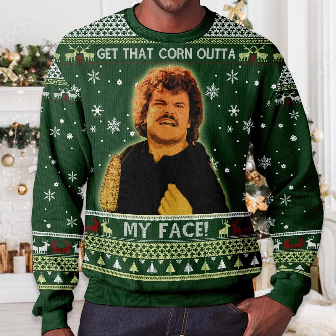 Get That Corn Outta My Face Ugly Christmas Sweater