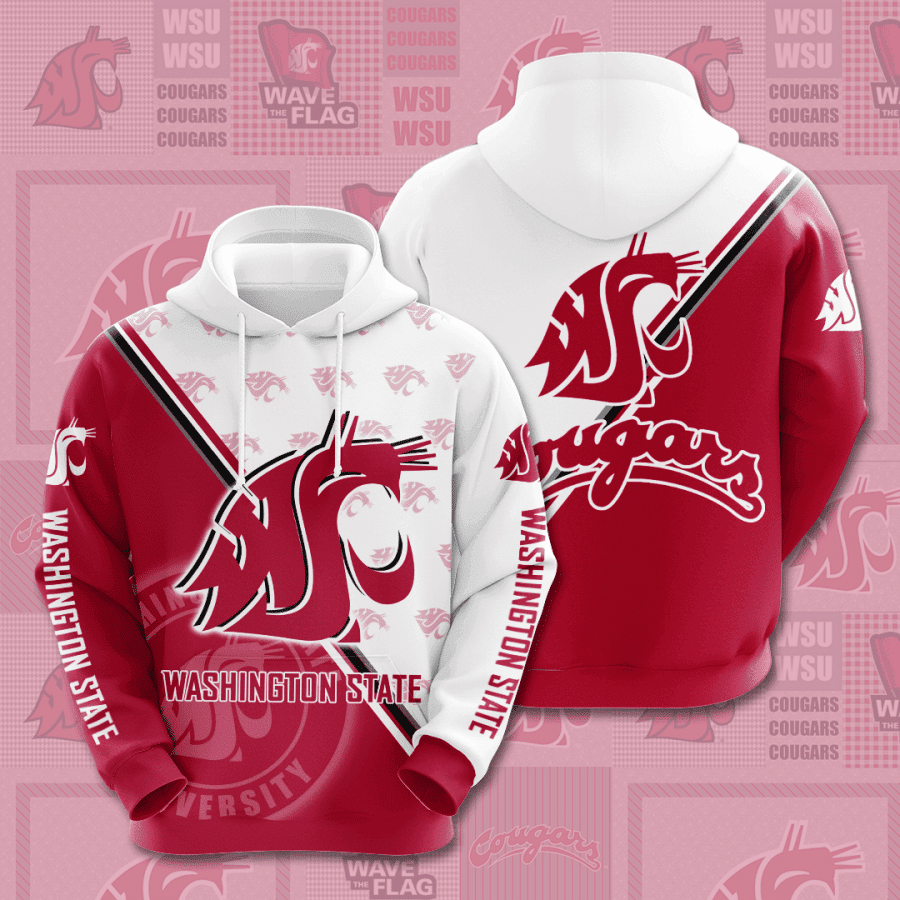 Washington State Cougars 3D All Over Print Hoodie & Zip Hoodie