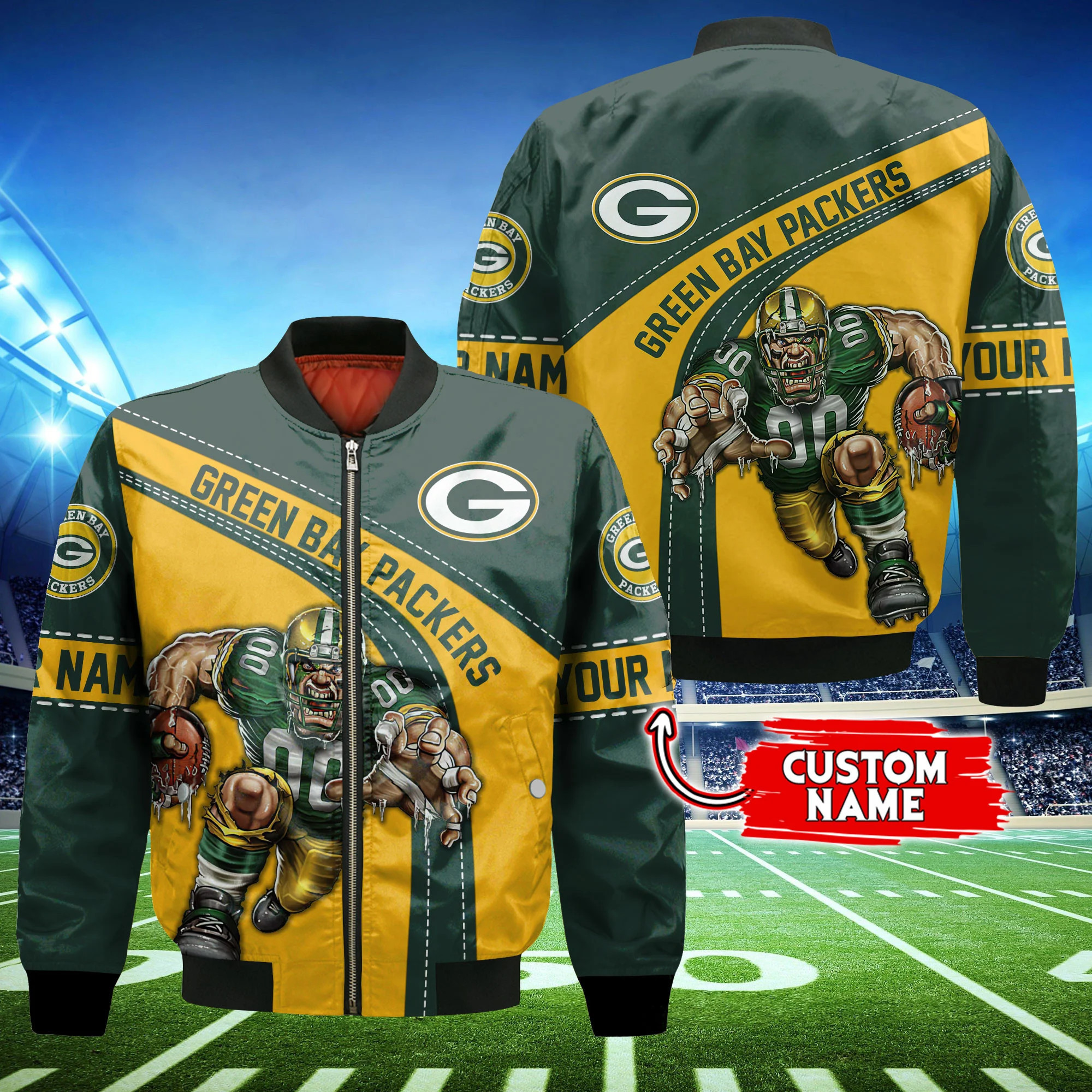 Green Bay Packers Personalized Thick Bomber Jacket CS119