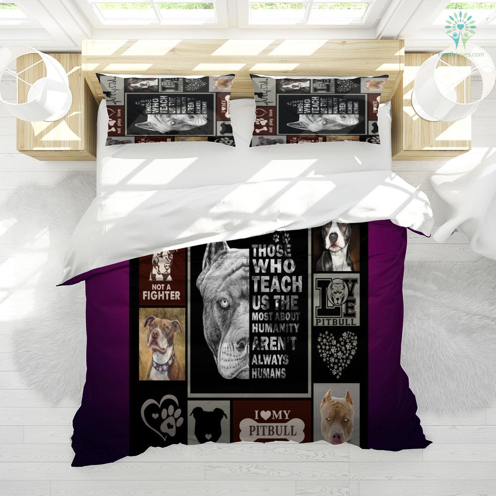 Dog Bedding Set I Love My Pitbull Dog Duvet Covers Black