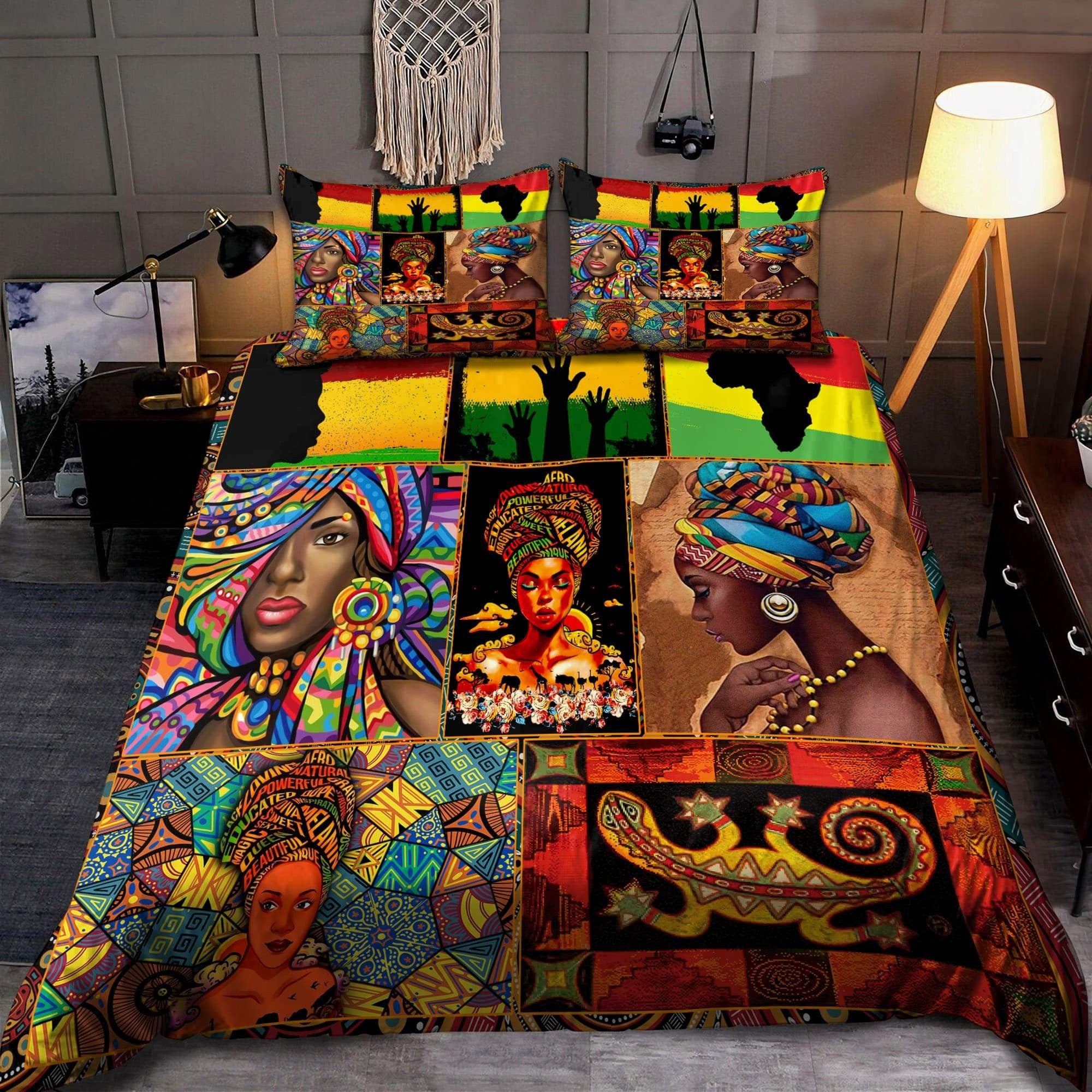 Juneteenth Bedding Set Juneteenth African American Women Pattern Duvet Covers