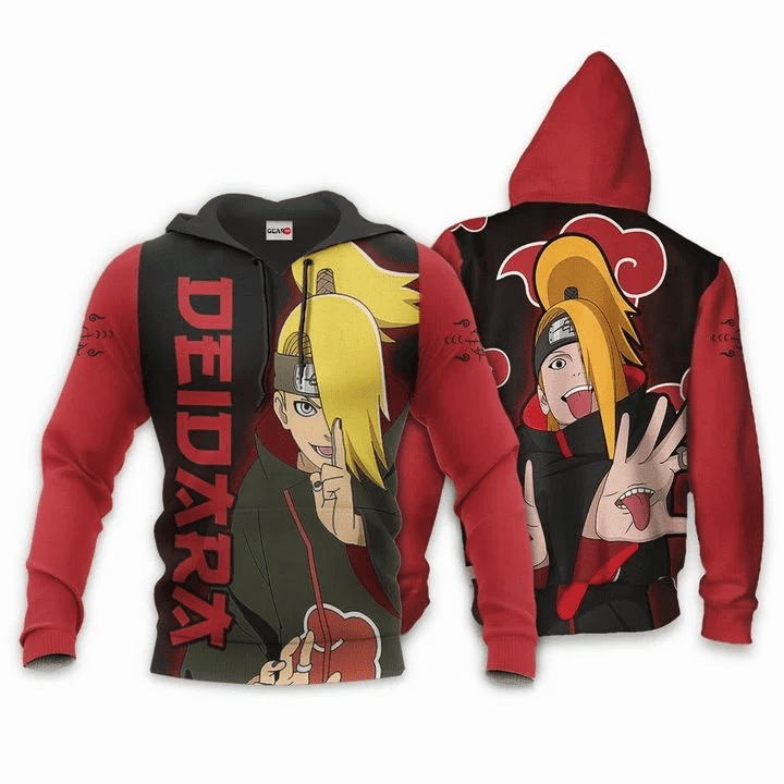 Akatsuki Deidara Naruto 3d Hoodie Zip Hoodie