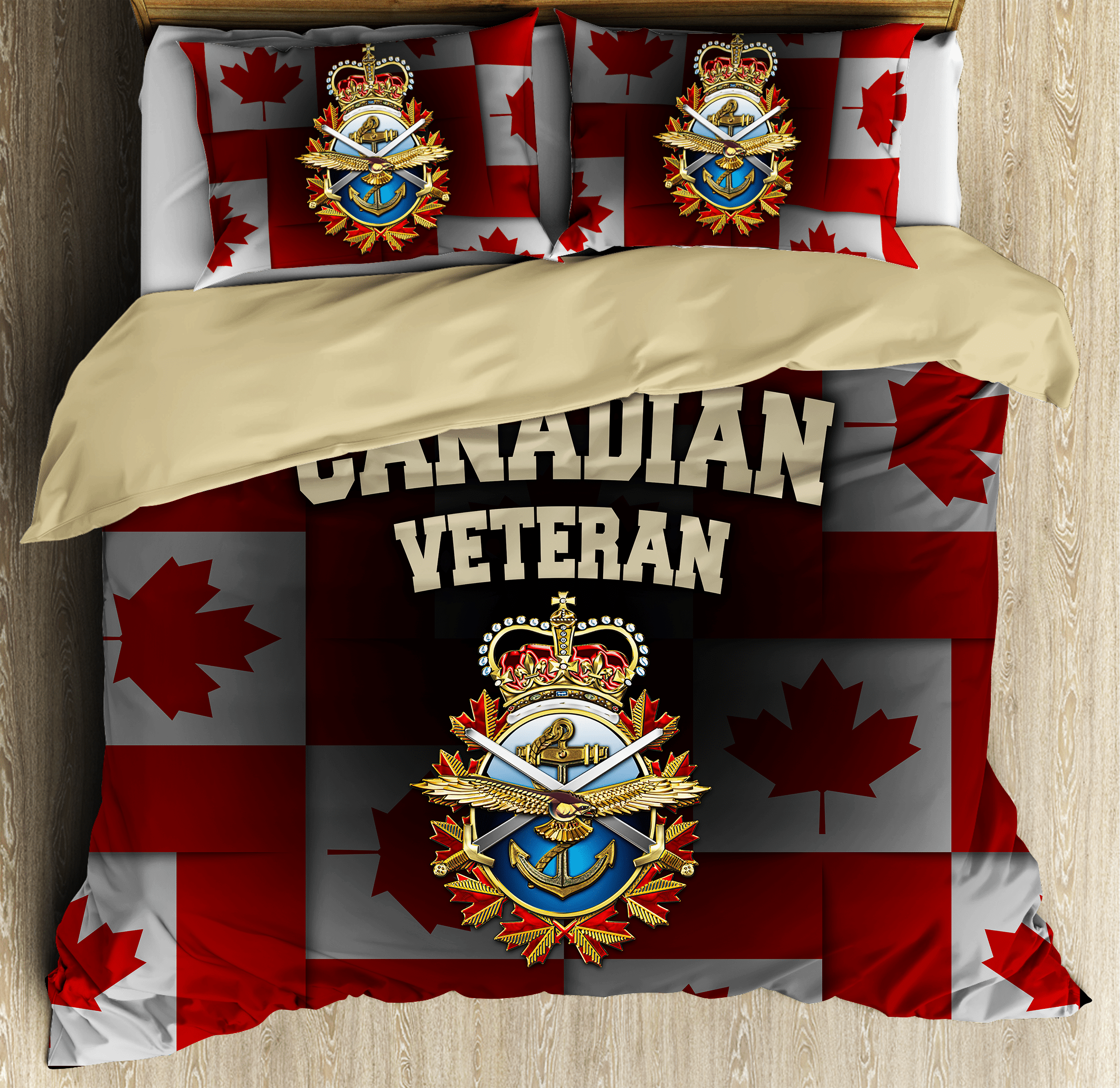 Veteran Bedding Set Canadian Armed Forces Symbol Flag Pattern Duvet Covers