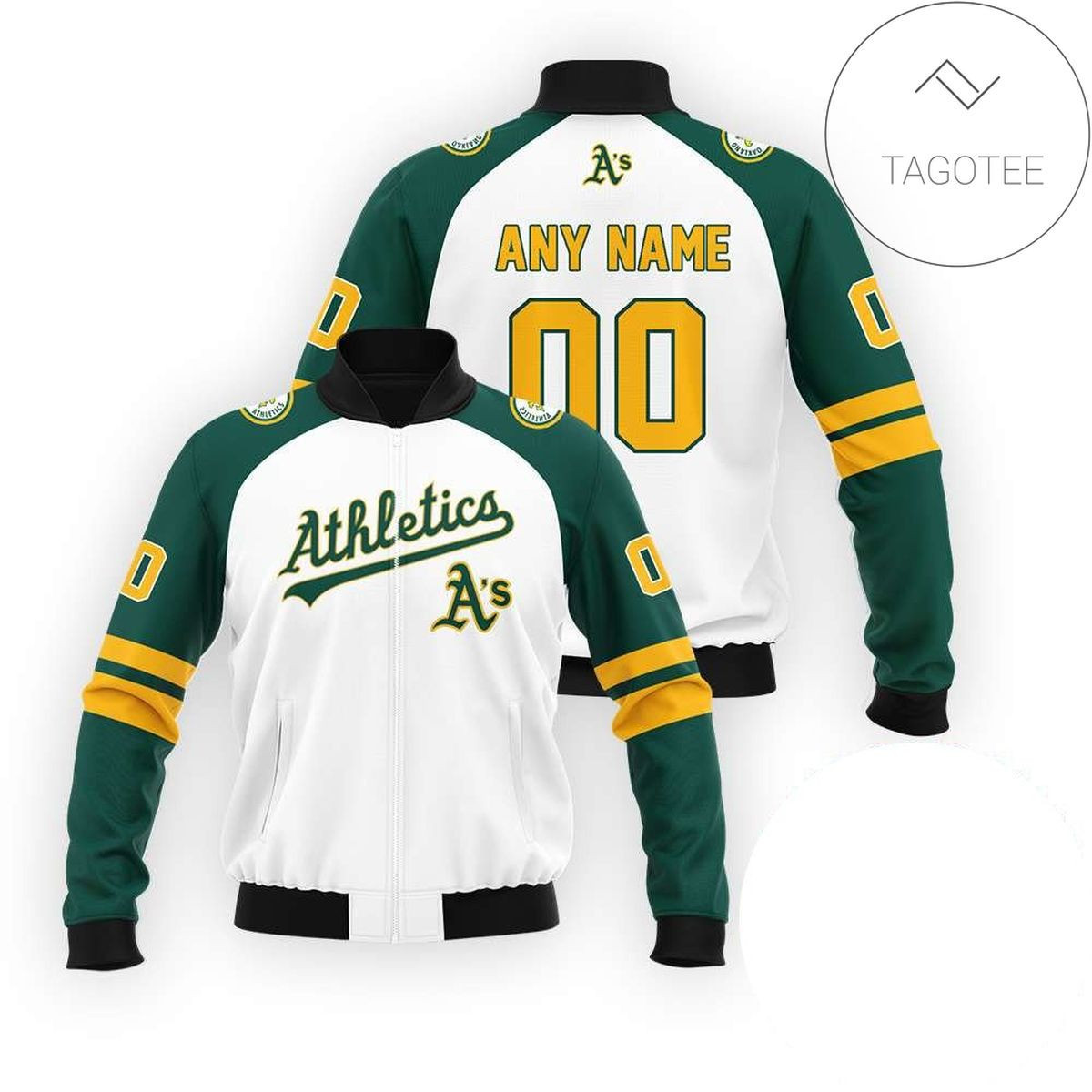 Oakland Athletics Custom Name Number White Bomber Jacket
