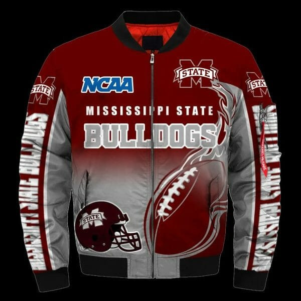 Mississippi State Bulldogs Maroon Grey Bomber Jacket V2
